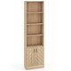image 1 of COSTWAY 6-Tier Bookshelf Bookcase w/4 Open Cubes Oak Brown