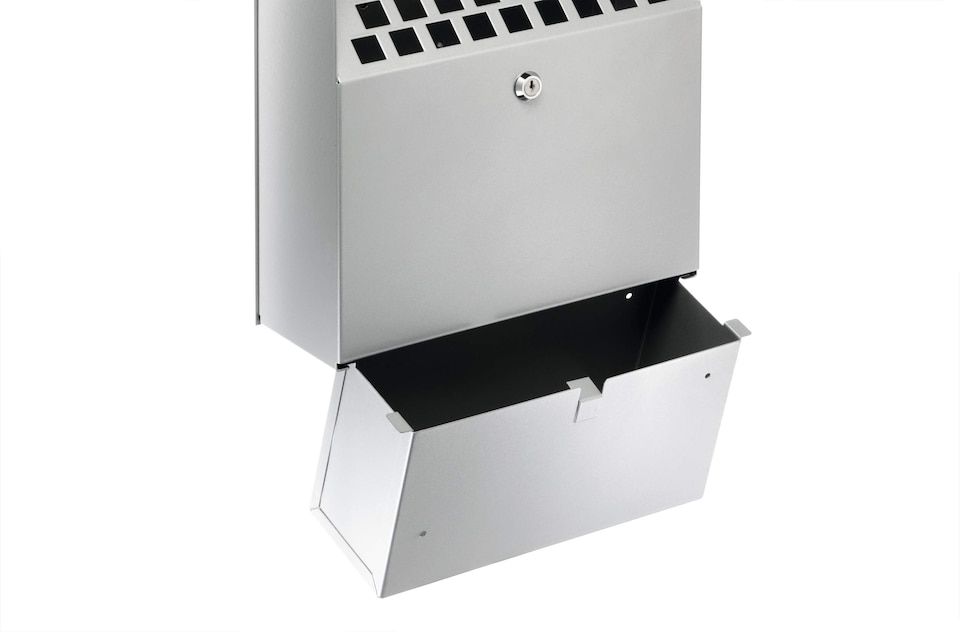 image 1 of Durable Wall Mounted Lockable Steel Ashtray | 4L | Silver | Silver