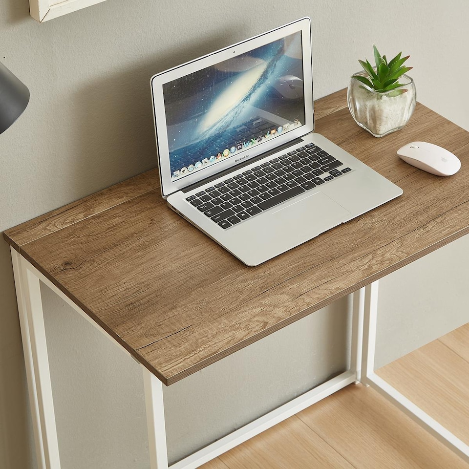 image 1 of House of Home Folding White Wood Computer Desk Foldable Study Coffee Table Laptop Office PC | Brown