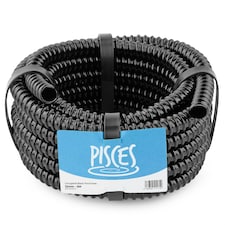 Pisces 12mm (0.5 inch) Black Pond Corrugated Flexible Hose Pipe - 5m Roll