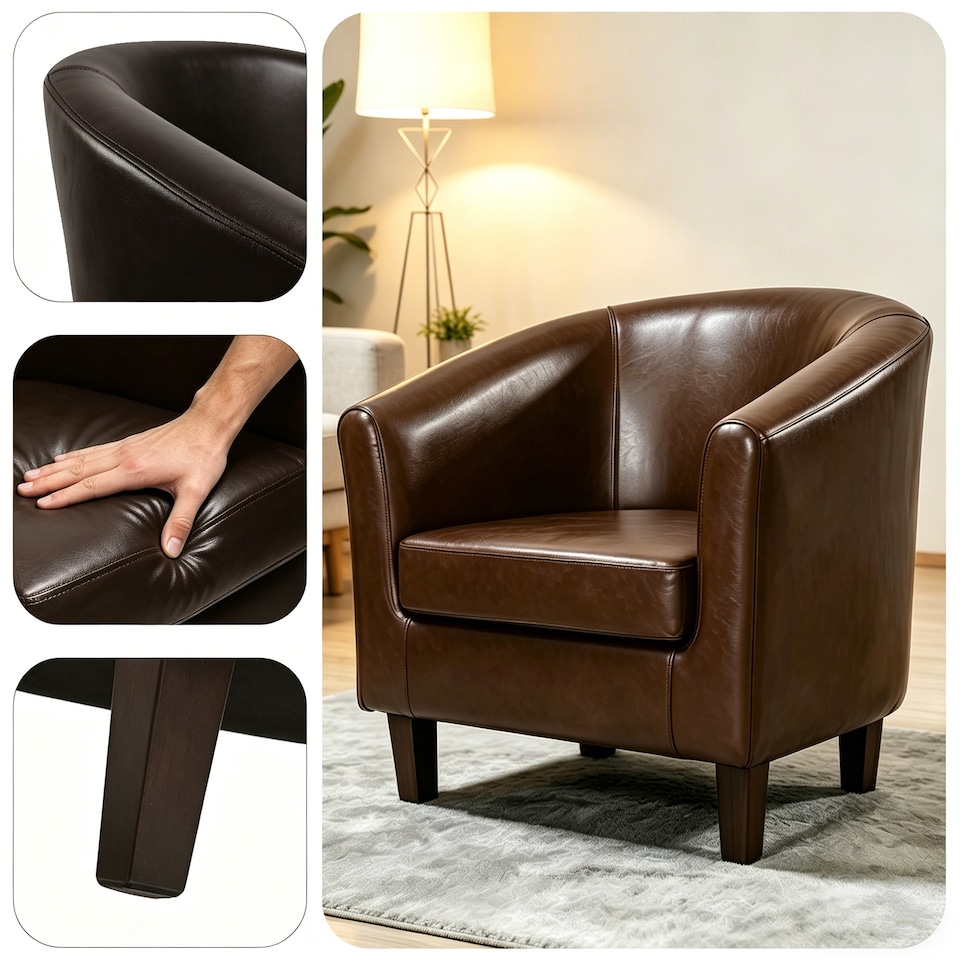 image 1 of Tub Chair Faux Leather Arm Chair