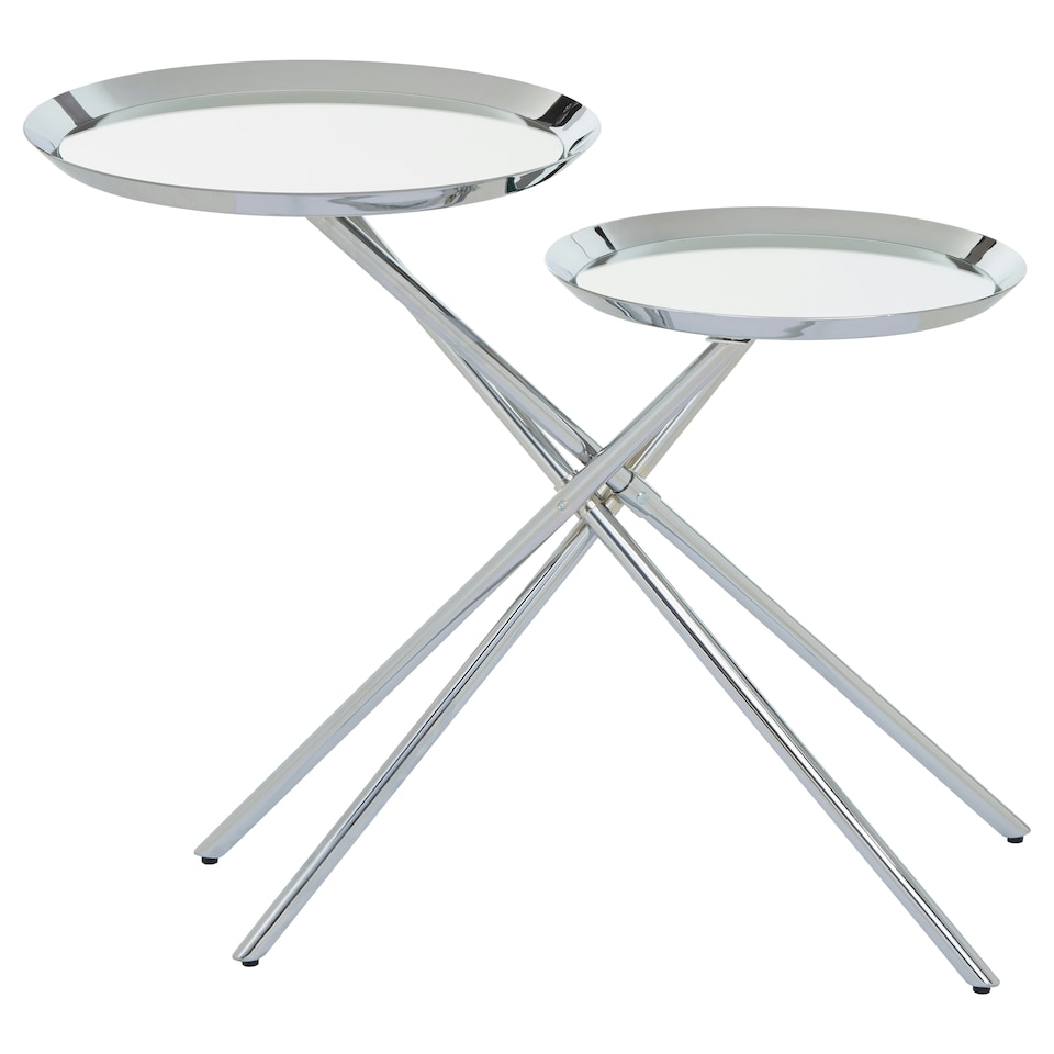 image 1 of Modern Design Side Table, Staggered Mirrored Tabletops Side Table, Versatile Modern Side Table For Lounge Silver