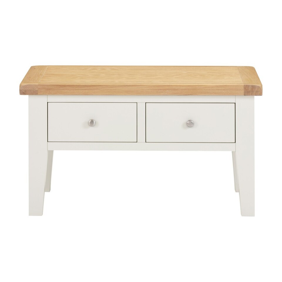 image 1 of Windsor 2 Drawer Coffee Table - L55 x W90 x H50 cm - Ivory - Oak