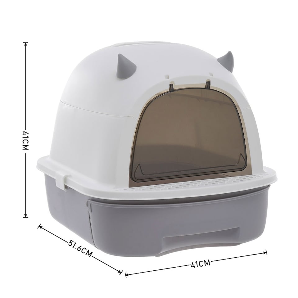 image 1 of Living and Home Enclosed Cat Litter Box for Big Cats | Grey