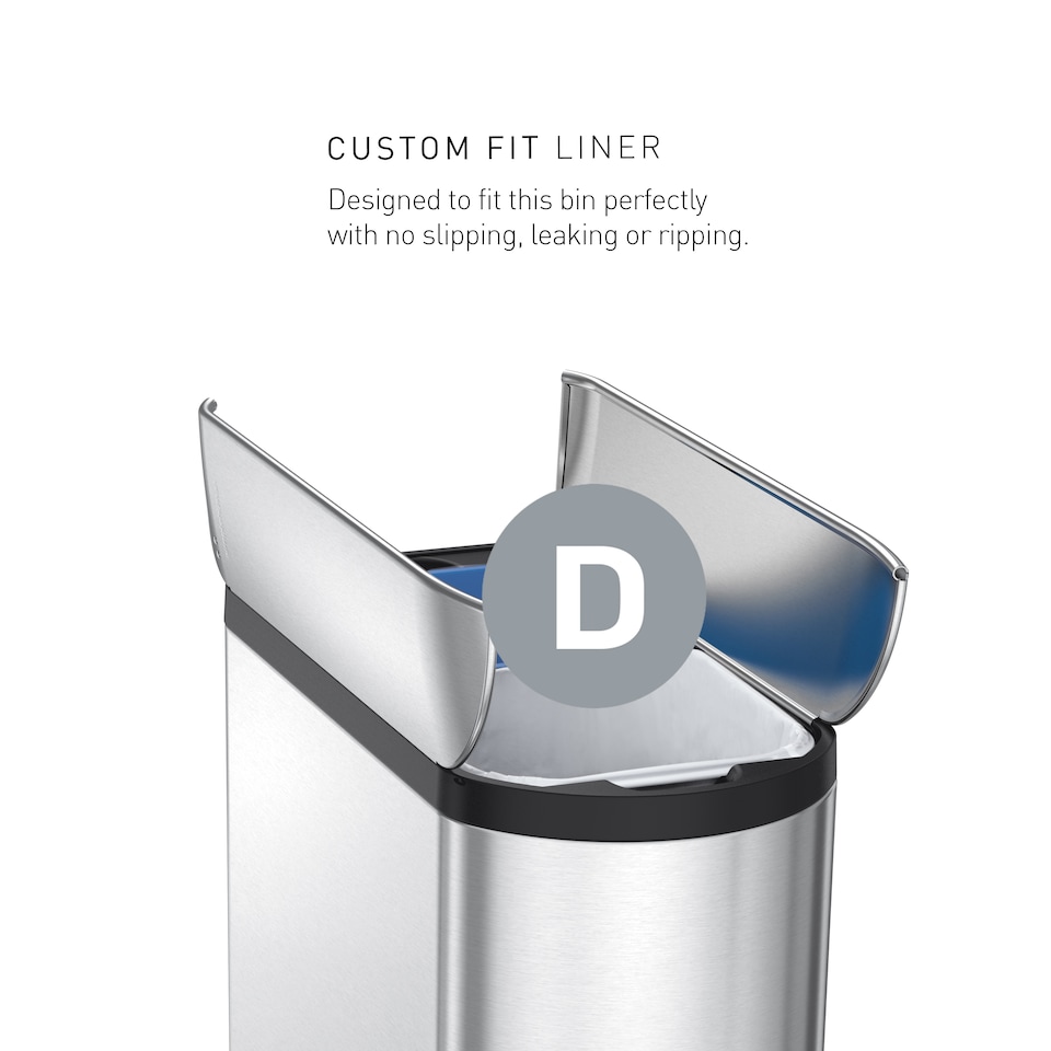 image 1 of Simplehuman 40L Slim Butterfly Recycling Kitchen Pedal Bin, Brushed Stainless Steel