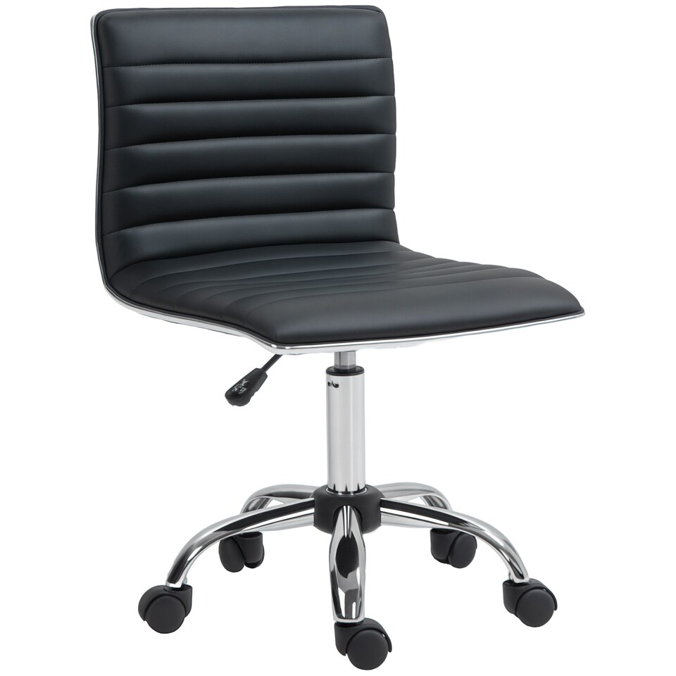 image 1 of HOMCOM Armless Mid-Back Adjustable Office Chair with 360 Swivel Black