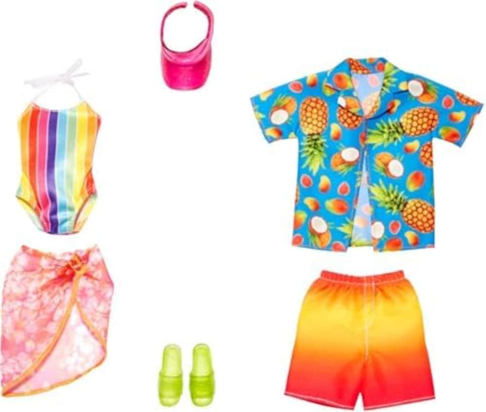 image 1 of Barbie Fashions Doll Clothing Beach 2-Pack for Barbie and Ken -2 Swim Outfits