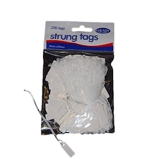 200 Small STRUNG TAGS 9mm x 24mm String Jewellery Price Tag Shop Price Labels