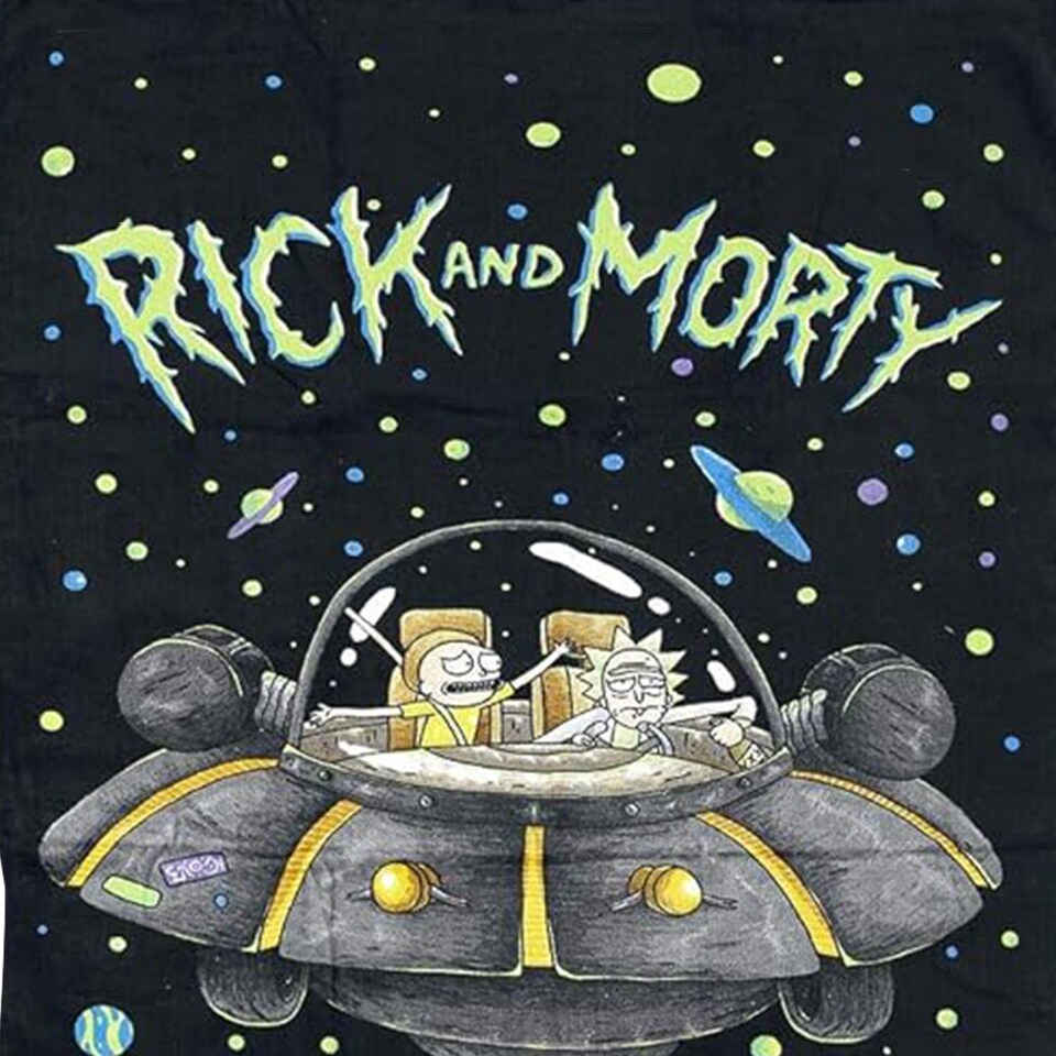 image 1 of Rick And Morty UFO Towel | Black | Black/Green | One Size | 1