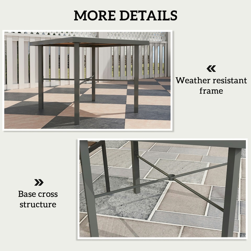 image 1 of Outsunny 90cm Square Outdoor Patio Garden Dining Table with Umbrella Hole Yellow | Natural wood finish