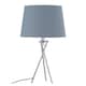 image 2 of First Choice Lighting Set of 2 Tripod Table Lamps with Grey Cotton Fabric Shades Chrome | Grey