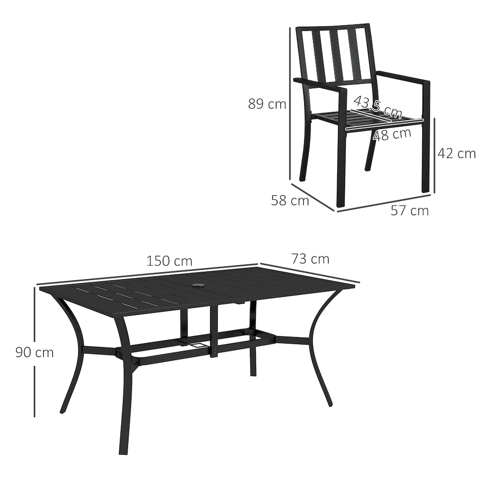 image 1 of Outsunny 7 Pieces Patio Dining Set with Umbrella Hole, for Poolside