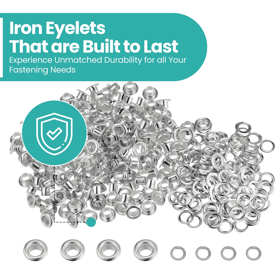 image 1 of 4mm Eyelets with Washers Durable Iron Grommets for DIY Project-100pcs