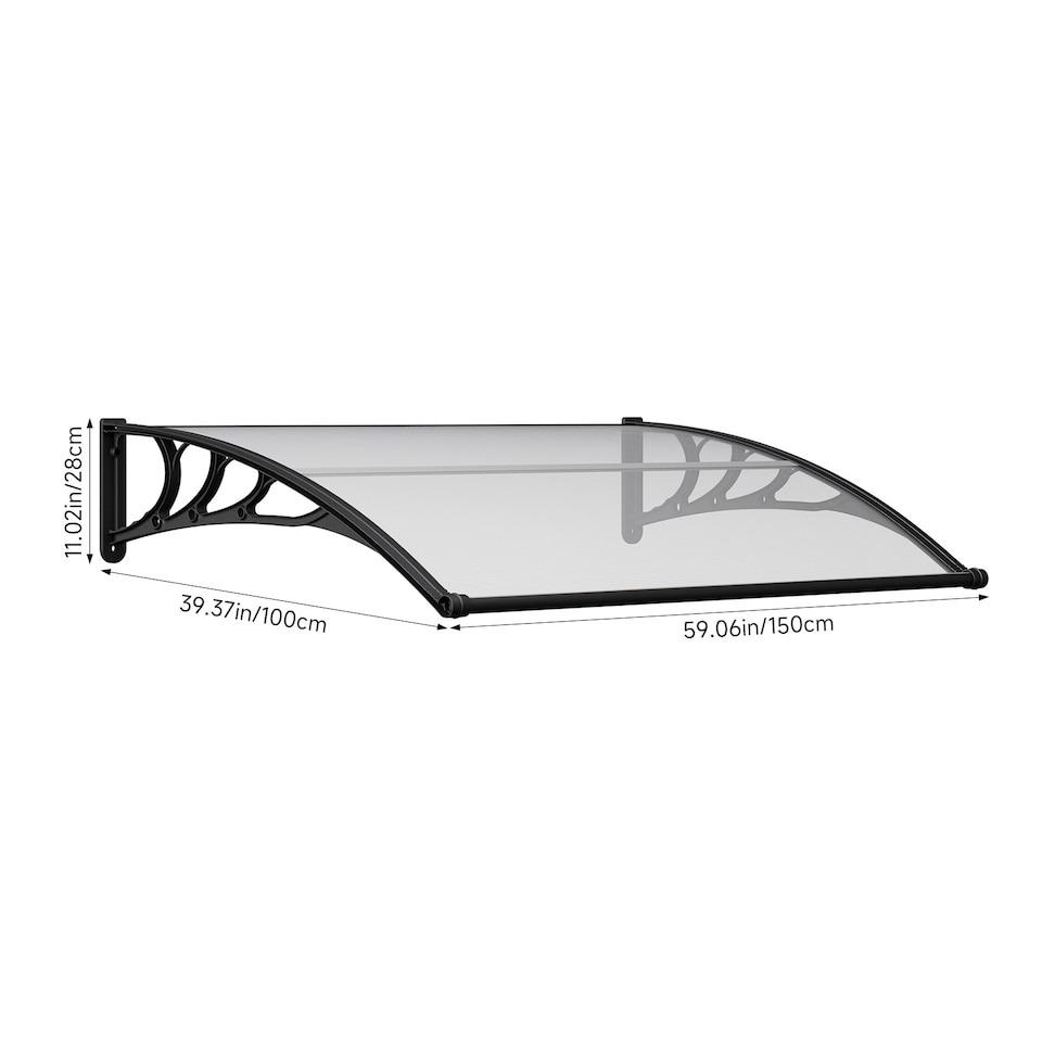 image 1 of Living and Home Awning Canopy for Window and Door with Drainage - 150cm W x 100cm D Clear