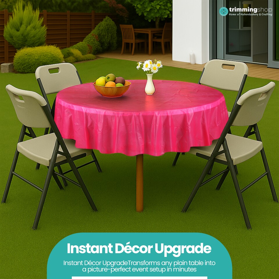 image 1 of Disposable Plastic Table Cover, Waterproof Tablecloth - 84 Inch