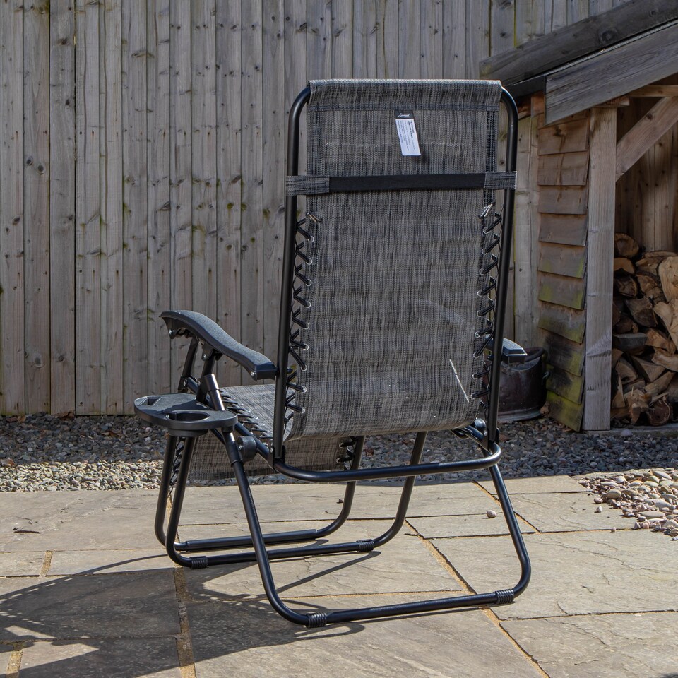 image 1 of Multi Position Garden Zero Gravity Relaxer Chair Sun Lounger in Mixed Grey | Grey | Grey