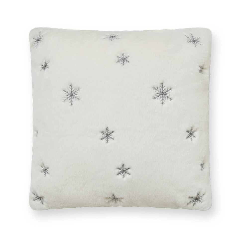 image 1 of BHS Christmas Sparkling Snowflakes Cushion, White White | White