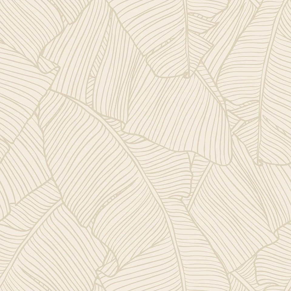 image 1 of Banana Leaf Wallpaper in Mushroom and Cream | Cream | Mushroom and Cream