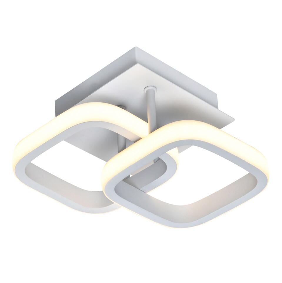 image 1 of Contemporary Compact Double Head 40w LED Ceiling Light Fitting in Matt White | White
