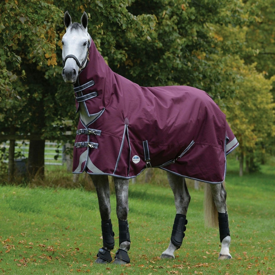 image 1 of Weatherbeeta Comfitec Plus Dynamic II Combo Neck Midweight Horse Turnout Rug - Maroon/Grey/White - 5´ 6"
