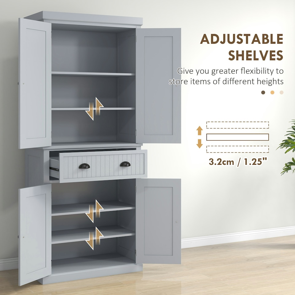 image 1 of HOMCOM Freestanding Kitchen Storage Cabinet Drawers Cupboards Shelves Black