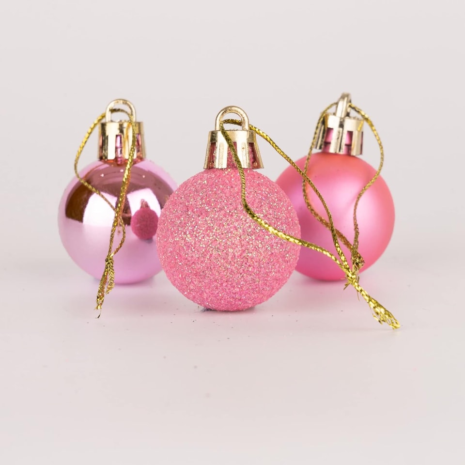 image 1 of 30mm/24Pcs Christmas Baubles Shatterproof Pink,Tree Decorations
