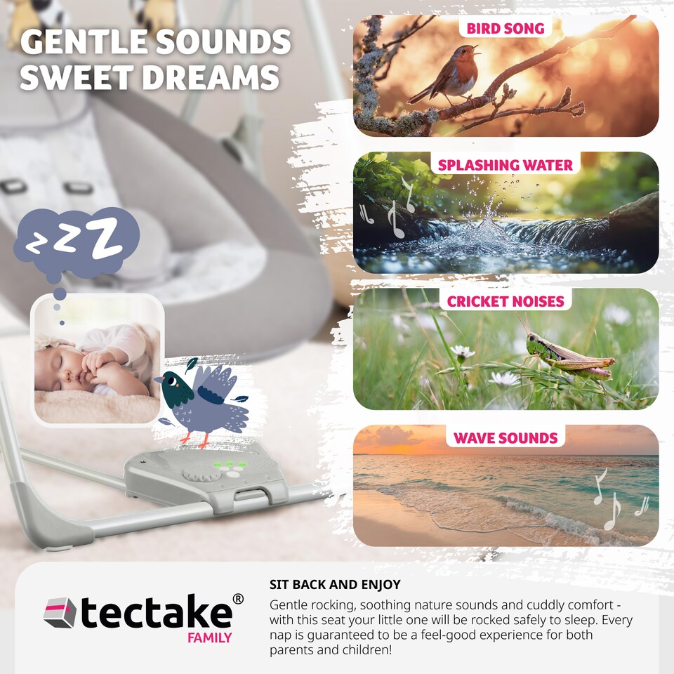 image 1 of Baby Rocker - 5 speeds, timer & automatic shut-off, 4 soothing sounds, washable cover, 9 kg load capacity