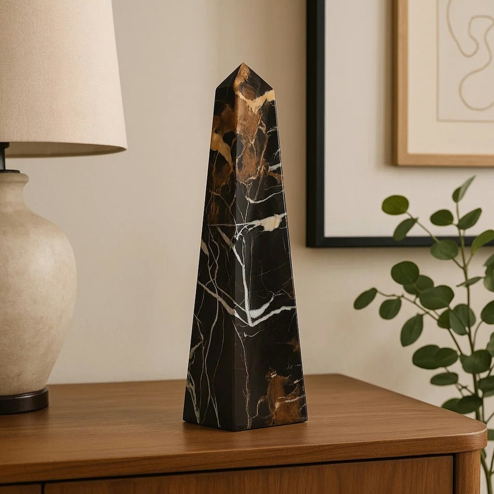 image 1 of Interiors by Premier Large Black Marble Obelisk,Sturdy Base Large Marble Obelisk, Easy to Clean Marble Obelisk