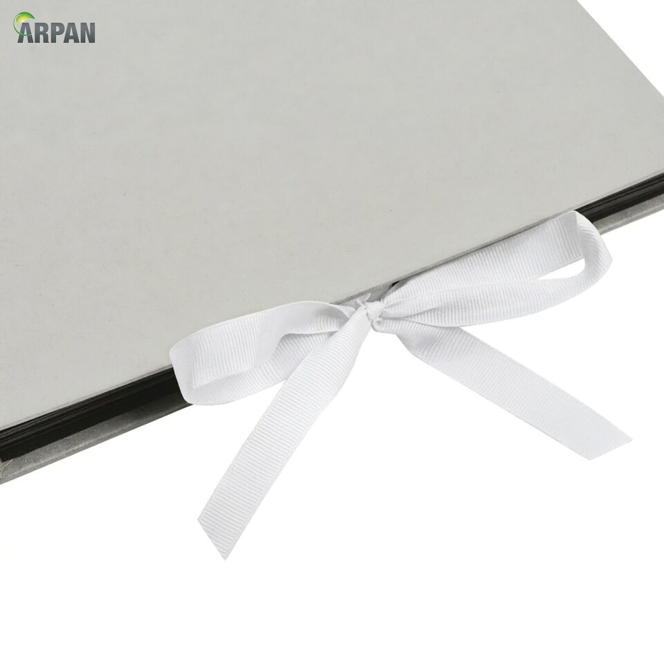 image 1 of ARPAN Spiral Bound Scrapbook Album – 50 Sheets / 100 Pages, 200 GSM Thick Paper – DIY Photo Album Memory Book with Ribbon Closure (26 x 25.5 cm) for Wedding, Baby, Travel, Artwork & Scrapbooking