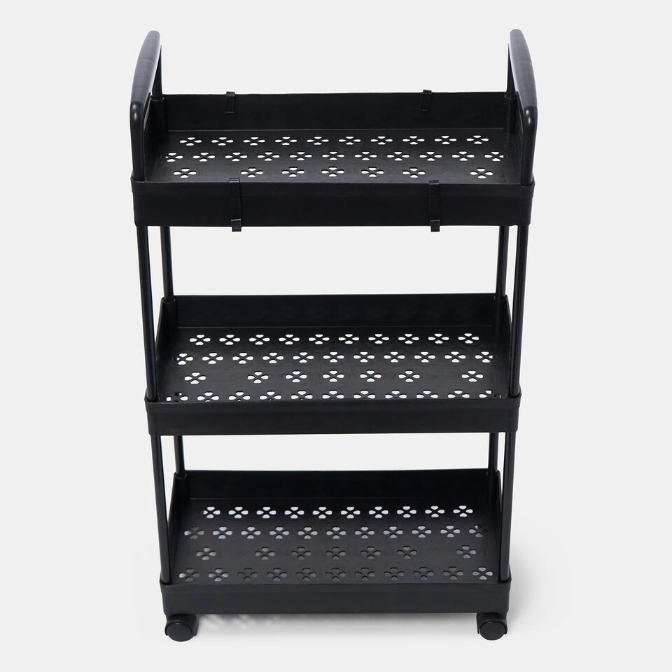 image 1 of OHS 3 Layer Home Shelving Storage Organiser Trolley Cart - Black Black