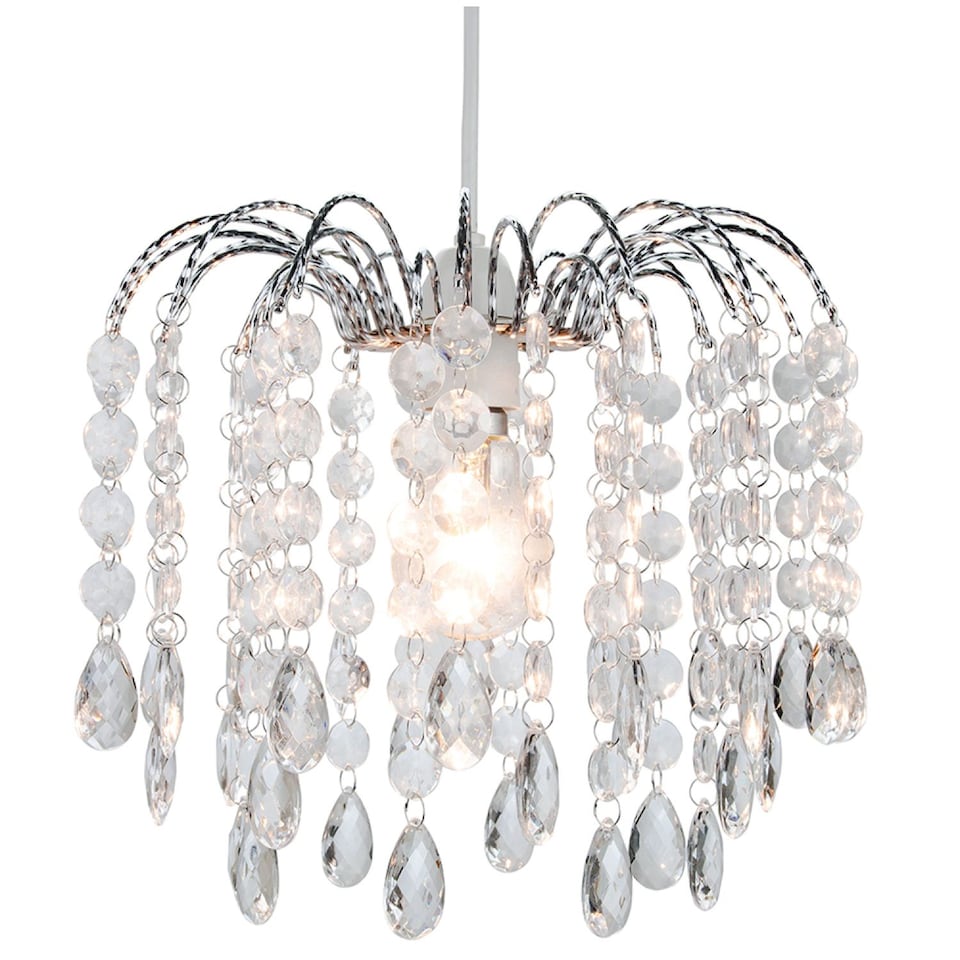 image 1 of Contemporary Waterfall Pendant Shade with Transparent Acrylic Droplets and Beads | Clear | Transparent | 1