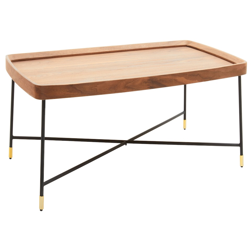 image 1 of Interiors by Premier Coffee Table With Cross Metal Legs Brown
