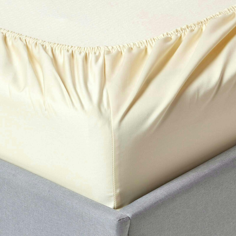 image 1 of Homescapes Cream Deep Fitted Sheet Egyptian Cotton 1000 TC Super King Cream | Super King