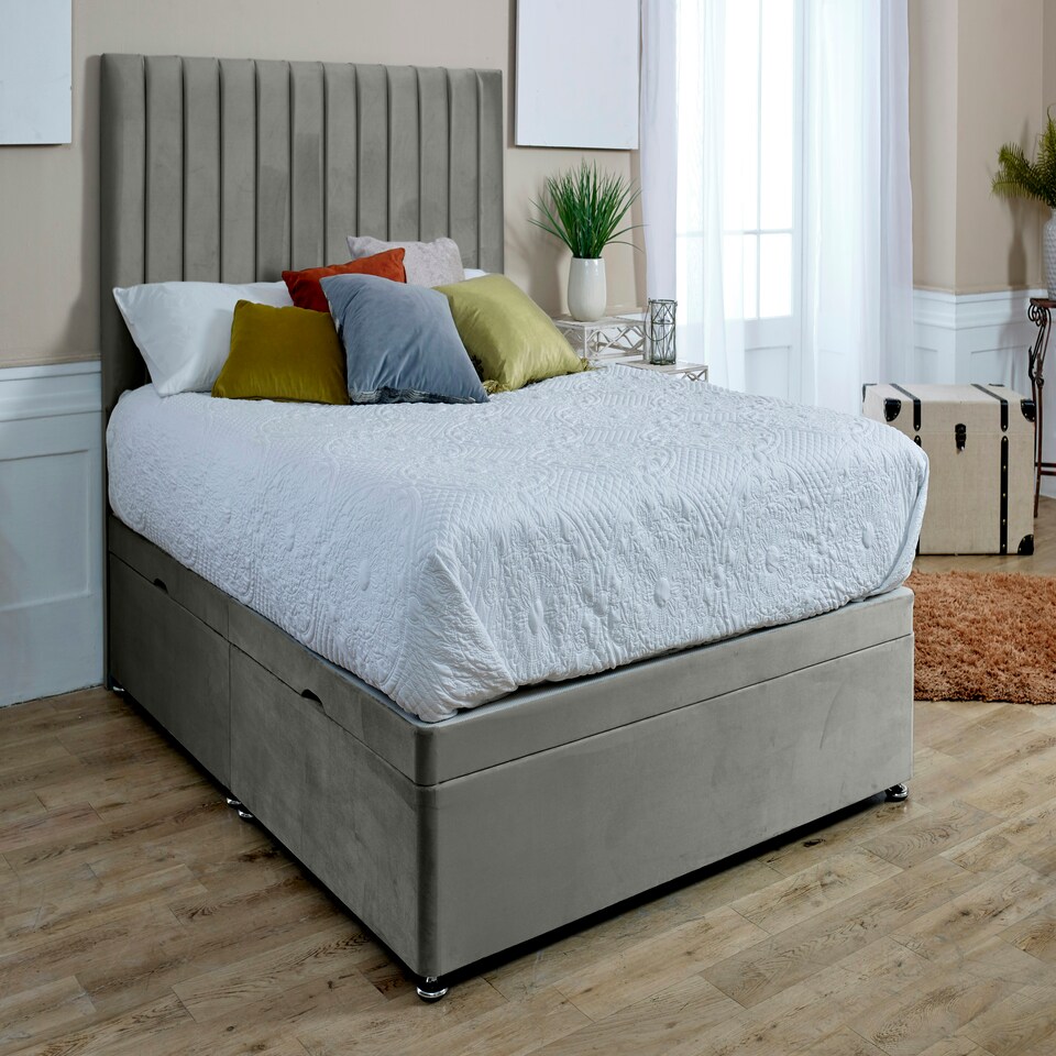 image 1 of Sophia Divan Ottoman Plush Superking Bed Frame - Silver