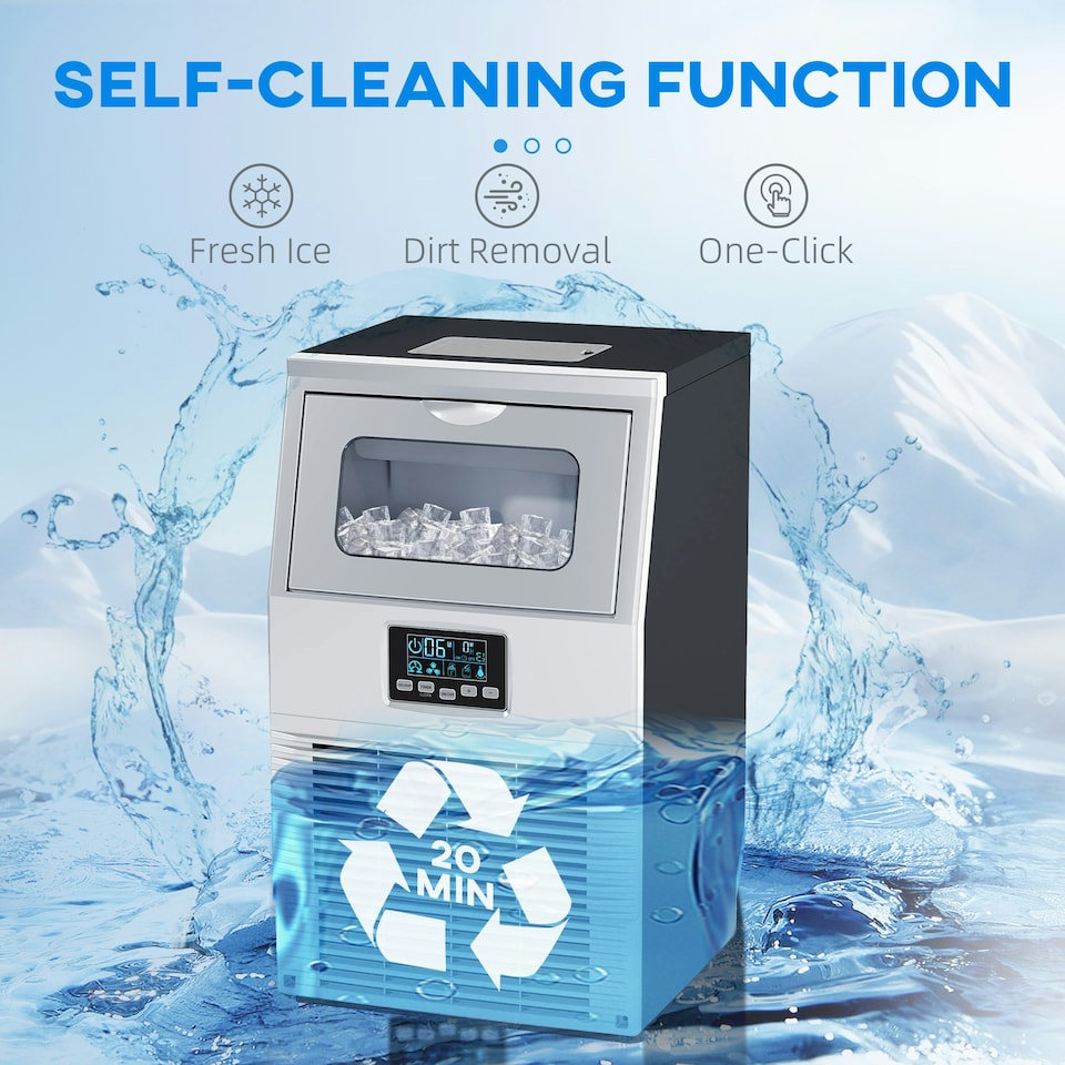 image 1 of HOMCOM Commercial Ice Maker w/ 4kg Ice Storage for Home Restaurant