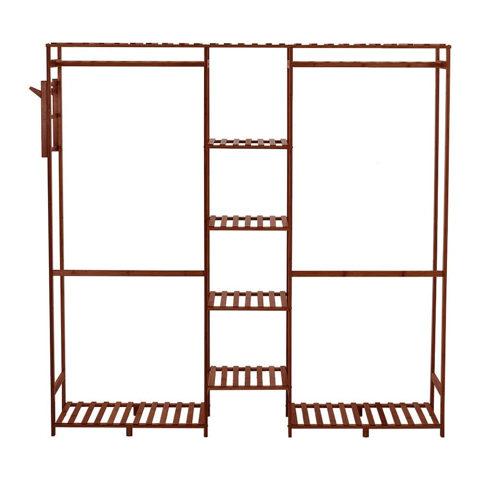 image 1 of Living and Home Urban & Rustic Clothes Rack with Hooks - 153cm W x 30cm D x 146.5cm H | Multi | One Size