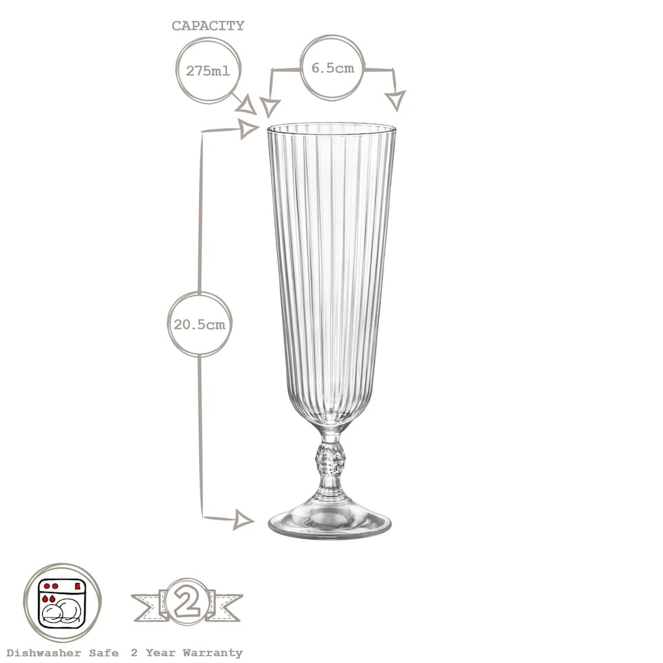image 1 of Bormioli Rocco America '20s Sling Cocktail Glasses - 275ml - Pack of 6