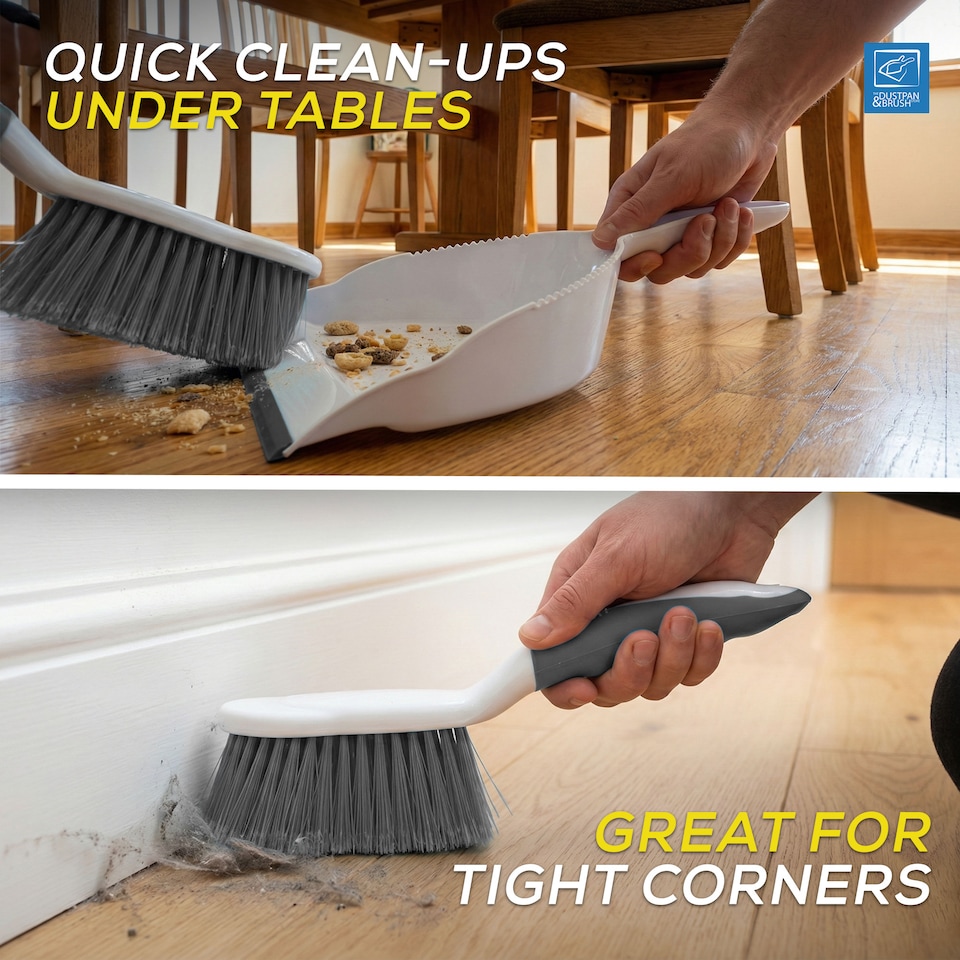image 1 of Durable Bristles and Easy Sweep Dustpan and Brush Set