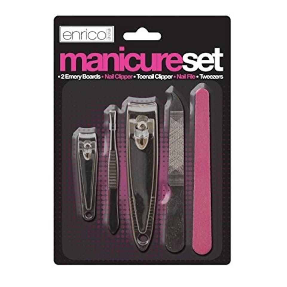 image 1 of Quality Manicure Set, 5 Different Items In Total: 2x Emery Boards, Nail Clipper, Toenail Clipper, Nail File And Tweezers