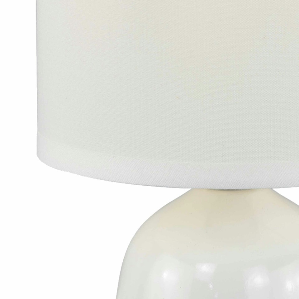 image 1 of First Choice Lighting Cleo Set of 2 White Ceramic 26cm Lamps With Shades White | White