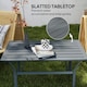 image 3 of Outsunny Metal Garden Coffee Table with Slatted Tabletop, Dark Grey Grey | Dark Grey