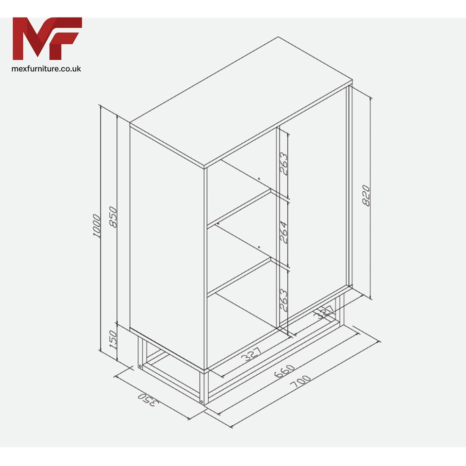 image 1 of Sideboard 70cm Oak Matt and Black Matt with Metal Legs | Multi | Oak