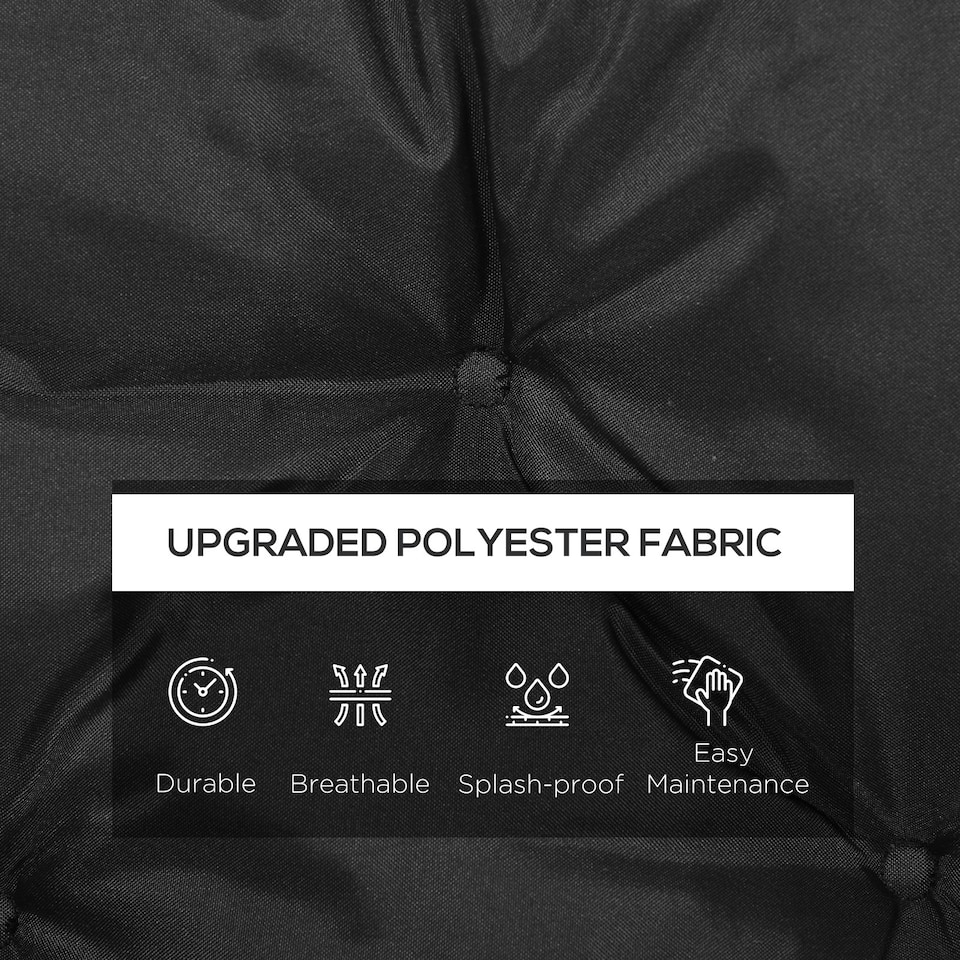 image 1 of Outsunny 2 Seater Garden Bench Cushion Outdoor Seat Pad with Ties Dark Grey Black | Black | 3 Seater