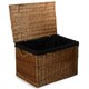 image 6 of Large Light Steamed Storage Wicker Basket with Cotton Lining Blue | Navy Blue | One Size