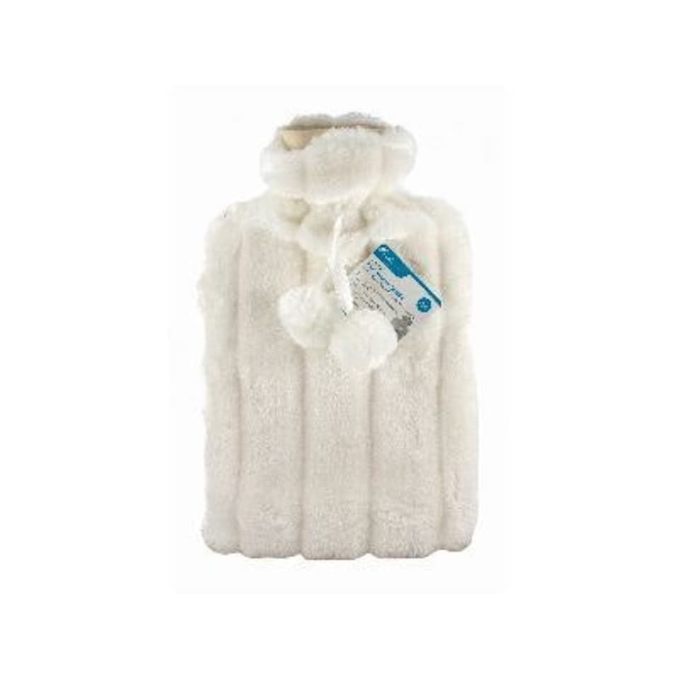 Ashley Hot Water Bottle & Plush Faux Fur Cover - 2L - Cream