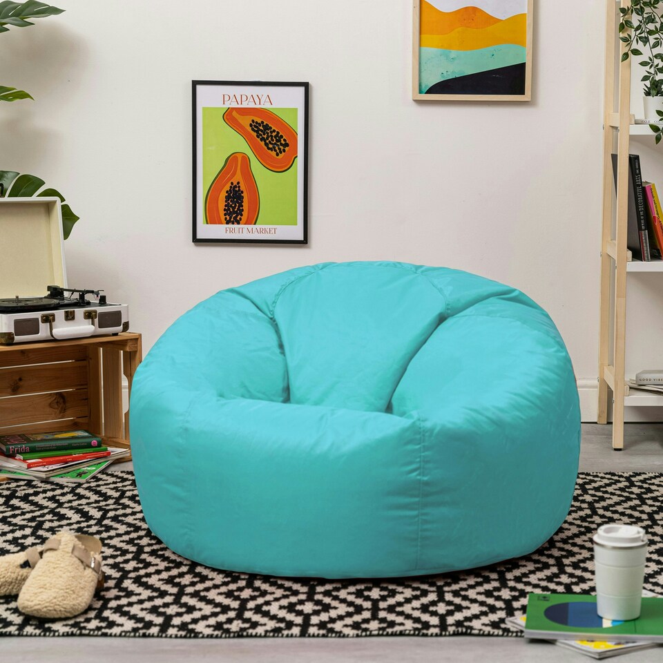 image 1 of icon Classic Indoor Outdoor Bean Bag Aqua Blue Bean Bag Chair Blue | Blue