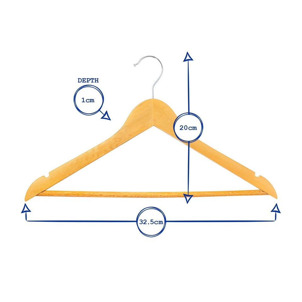 image 1 of Harbour Housewares Wooden Children's Coat Hangers - Natural - Pack of 30