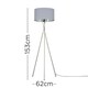 image 3 of ValueLights Camden Brushed Chrome Tripod Floor Lamp Grey & Silver Shade & Bulb Silver