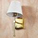 image 3 of Horrace - Satin Brass Rechargeable Wall Light with Linen Shade