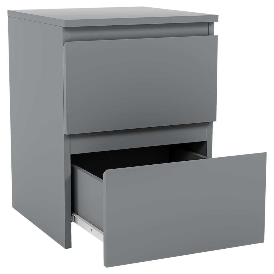 image 1 of Vida Designs Denver 2 Drawer Bedside Chest Cabinet Table Nightstand, Grey